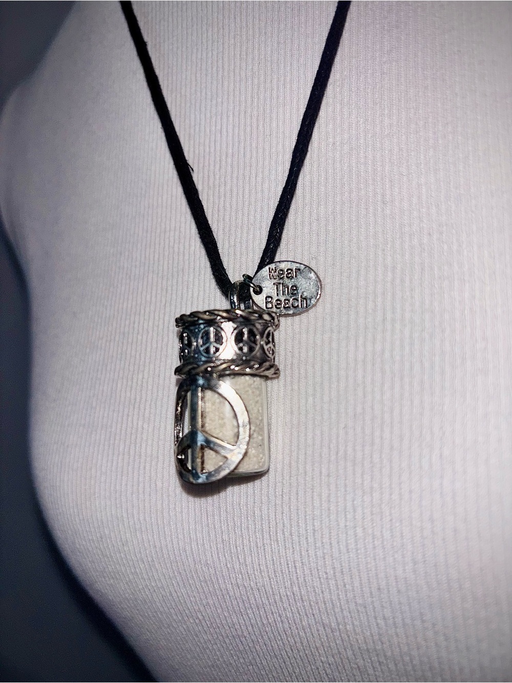 Beachcore Hippie Revival Peace Sand Jar Necklace - Picture 10 of 10